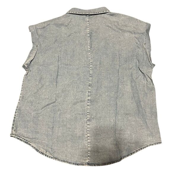 NWT BUFFALO DAVID BITTON Women’s Medium Blue Shirt Soft Acid Wash Utility SS NEW - Picture 8 of 8